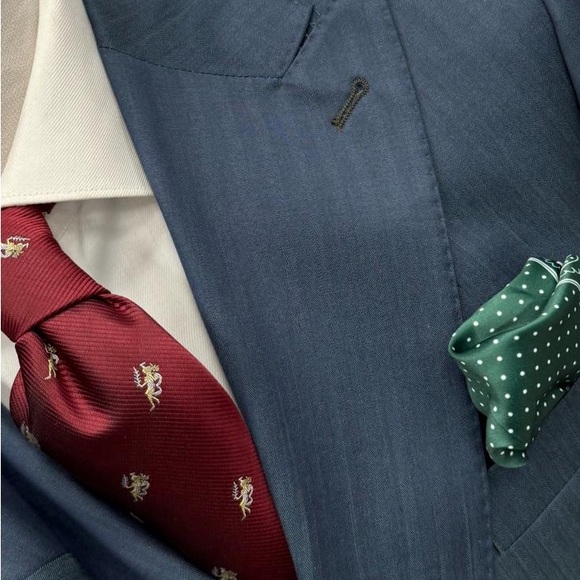 Green pinstripe 100% super 150 Cerruti 1881 one button double breasted wool suit - Picture 2 of 3